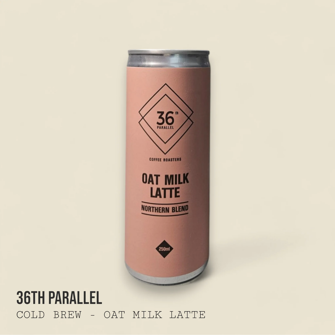 36th Parallel Oat Milk Latte Coffee Can - Northern Blend - Pack of 4 x 250 ml cans